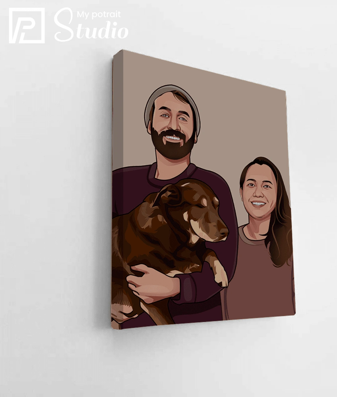 Couple Portrait Drawing | MyPortraitStudio | Family Portraits With Pets