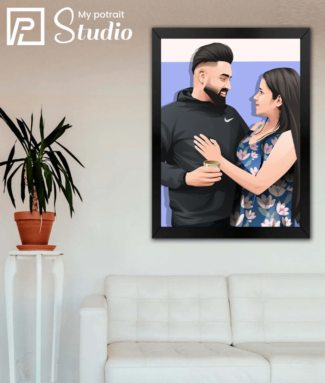 Digital Personalized Couple Art Image | MyPortraitStudio | Canvas portrait frames